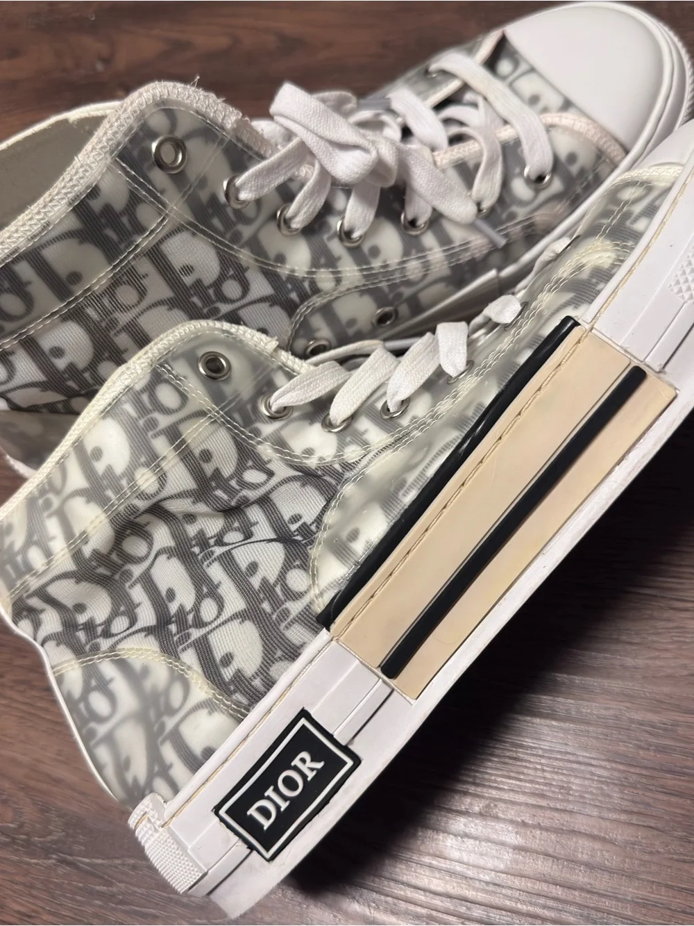 Dior Translucent Logo High-Top Sneakers in White